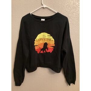 Disney Lion King Simba Black Cropped Long Sleeve Sweatshirt XL